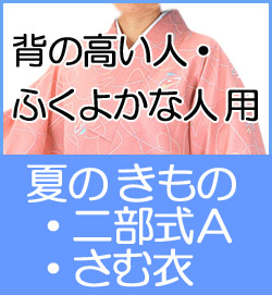 背の高い人ふくよかな人用　夏のきもの二部式